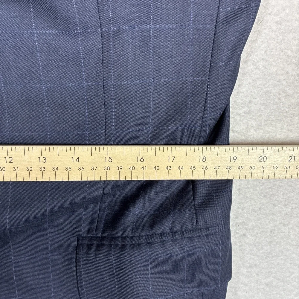 Vintage Polo Ralph Lauren Mens Navy Wool Cashmere Check Blazer 39S Made in Italy